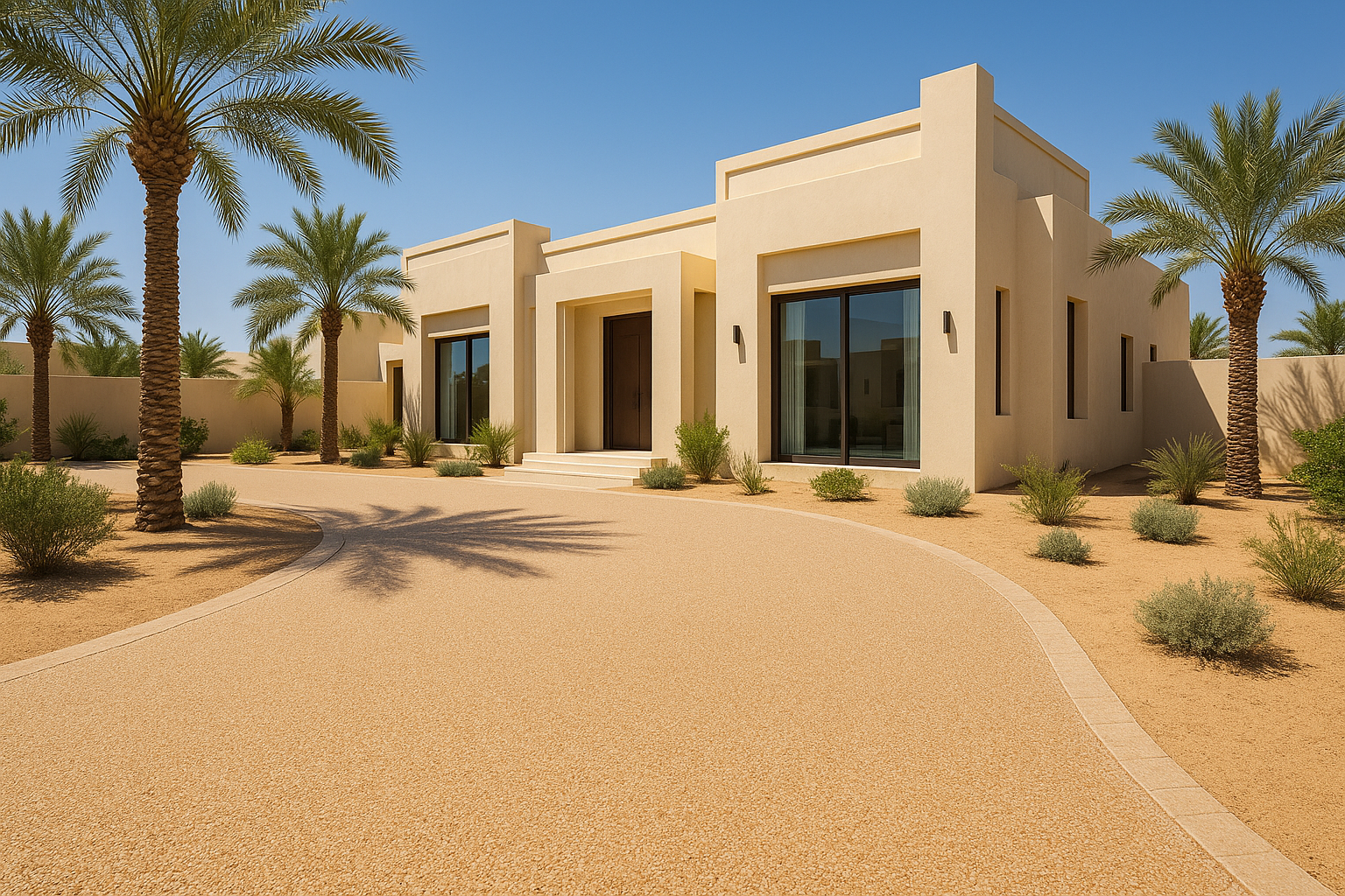 resin bound surfaces driveway of a house in uae